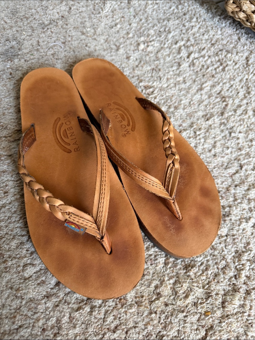 Rainbow Flirty Braidy Leather Single Braided Leather Flip Flop Sandals 7.5-8.5 - Picture 3 of 4
